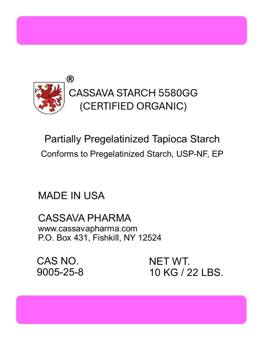 Cassava Starch 5580GG (Certified Organic) - Artwork (5580GG) - 10 kg FRONT